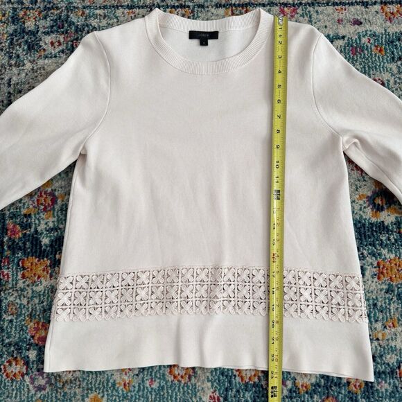 J.Crew Eyelet Light Pink Knitted Pullover‎ Crewneck Sweater Size Small - Picture 5 of 6